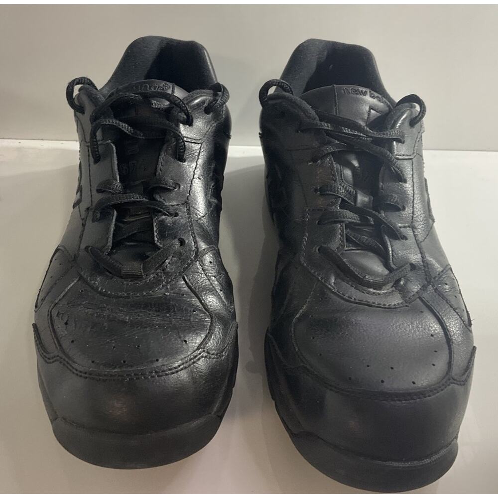 New Balance 574 MW574BK Triple Black Leather Mens Size 8 Sneakers Shoes
